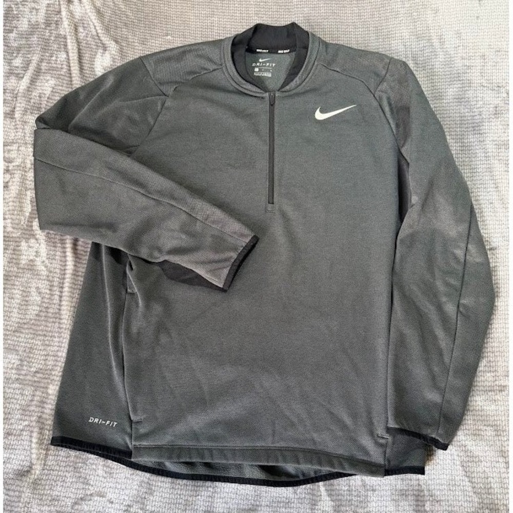 Nike Golf Dri-FIT Mens Large Quarter Zip Pullover Charcoal Gray Fleece Jacket.